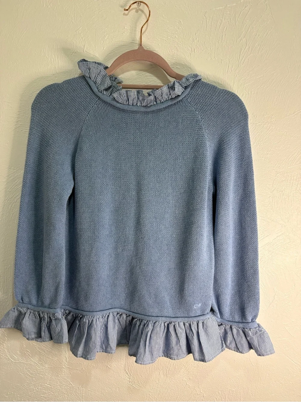 vineyard vines girls rolled edge ruffle sweater